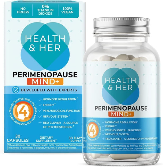Health & Her Perimenopause Cognitive Function Support Supplement for Women - Mental Energy, Vitamins, Gluten-Free, Non-GMO, Vegan (30 Count)
