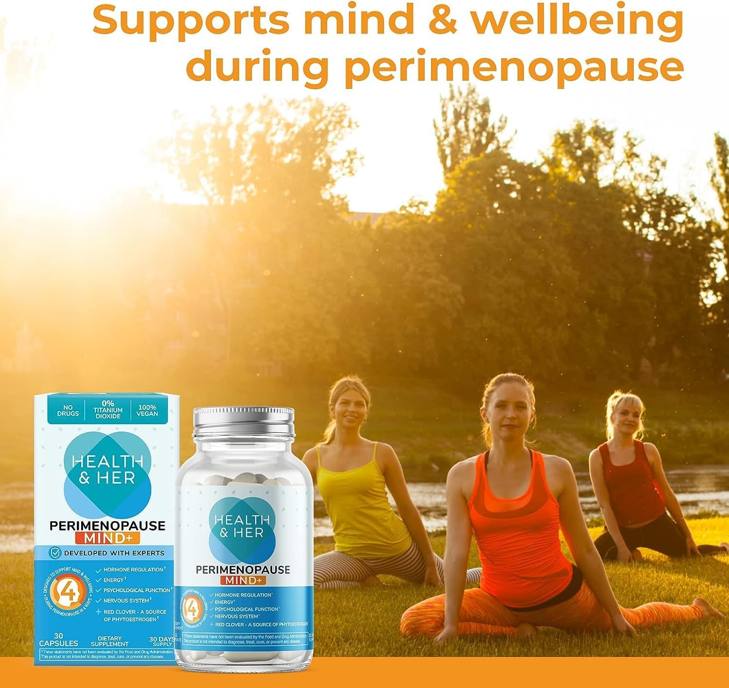 Health & Her Perimenopause Cognitive Function Support Supplement for Women - Mental Energy, Vitamins, Gluten-Free, Non-GMO, Vegan (30 Count)