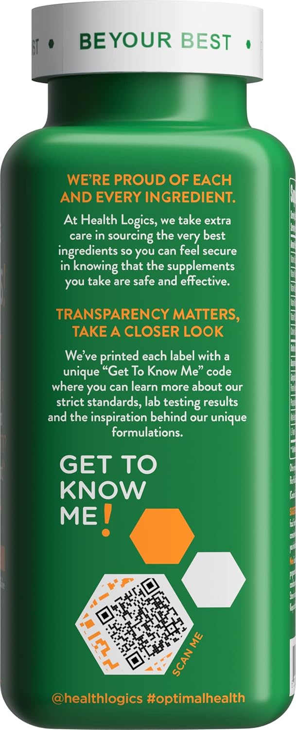 Health Logics Focus - Memory, Clarity, Concentration Brain Supplement with Choline, Ginkgo Biloba, Alpha GPC, Non-GMO - 60 Capsules
