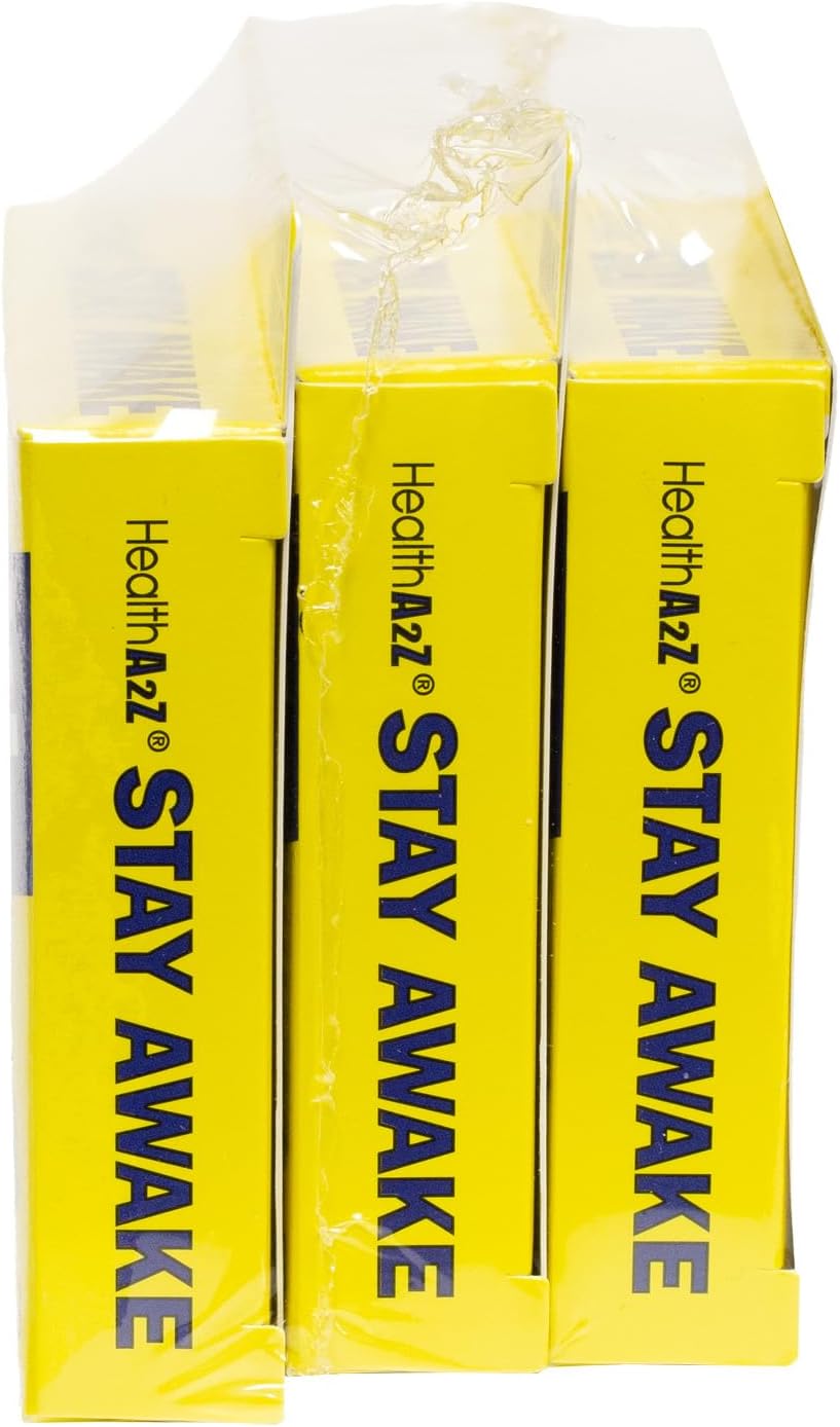 HealthA2Z® Stay Awake Caffeine Alertness Aid - 200mg - 3 Packs of 16 Tablets - Maximum Strength Formula