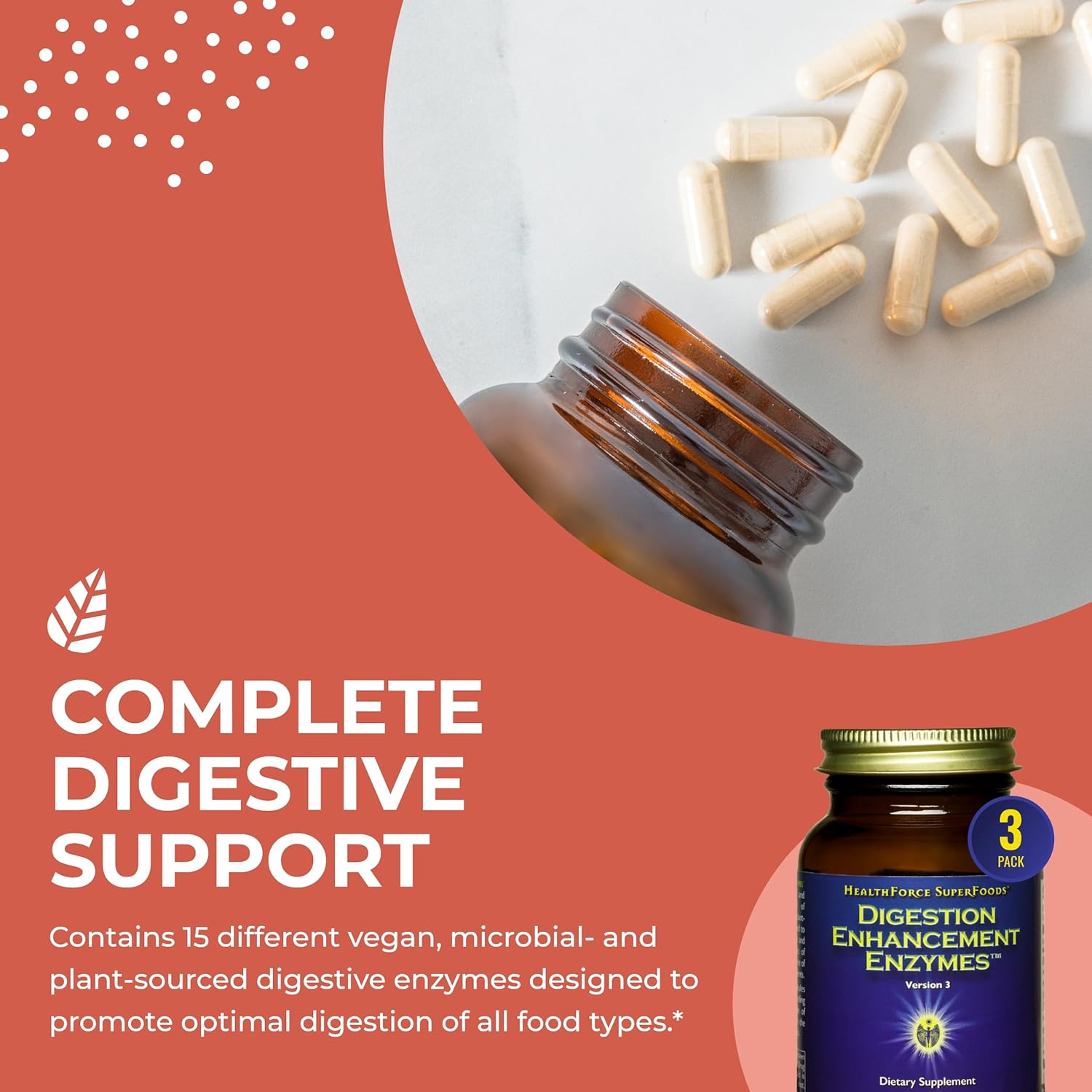 HealthForce SuperFoods Digestion Enhancement Enzymes - 360 Vegan Capsules