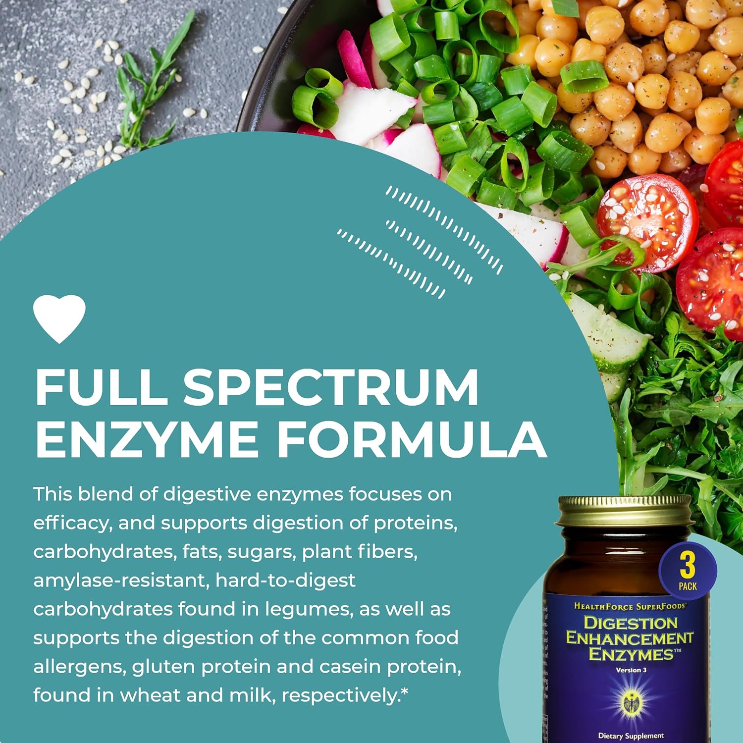 HealthForce SuperFoods Digestion Enhancement Enzymes - 360 Vegan Capsules