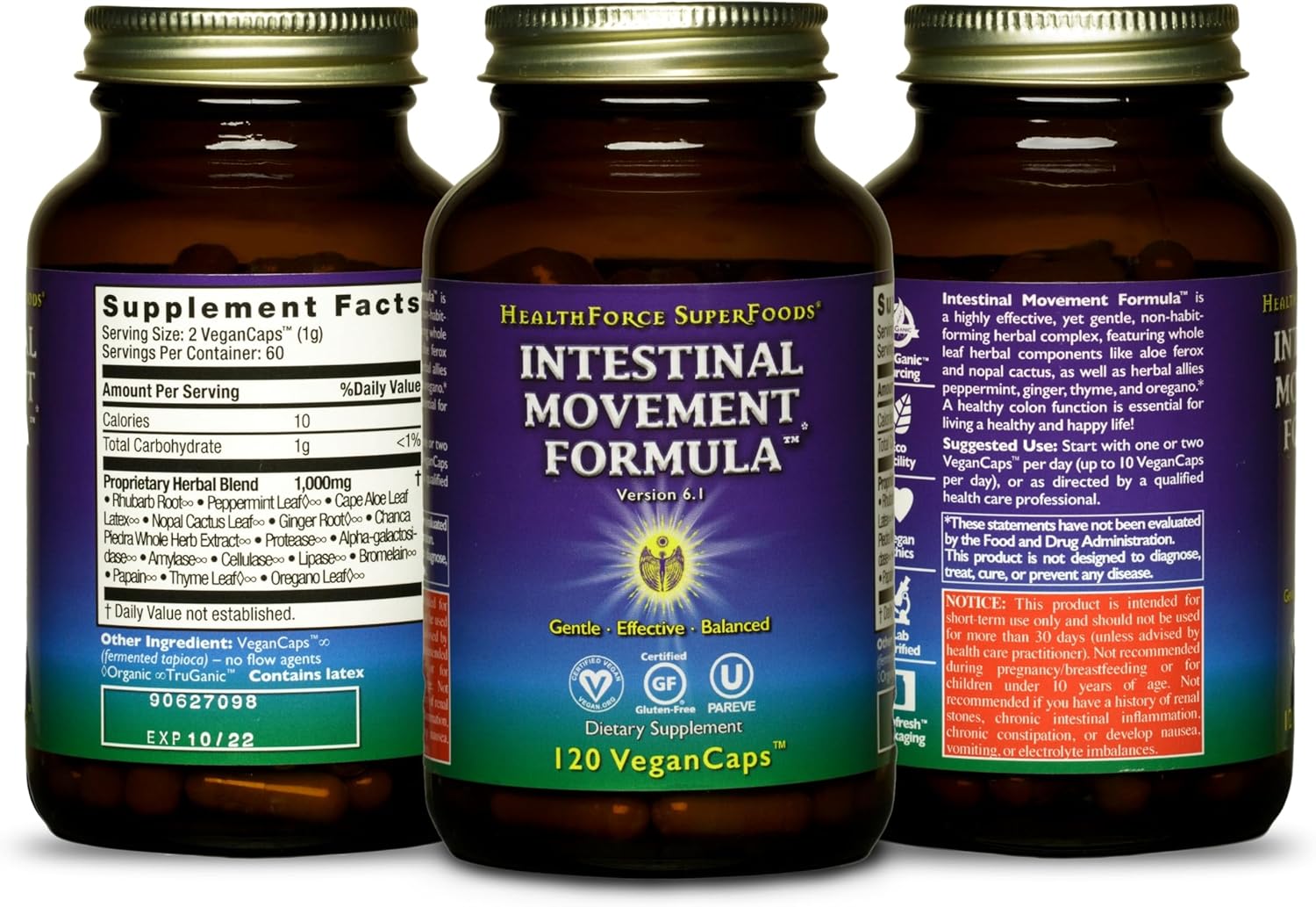 HealthForce SuperFoods Variety Pack: Liver Rescue & Intestinal Movement Formula (120 VeganCaps each)