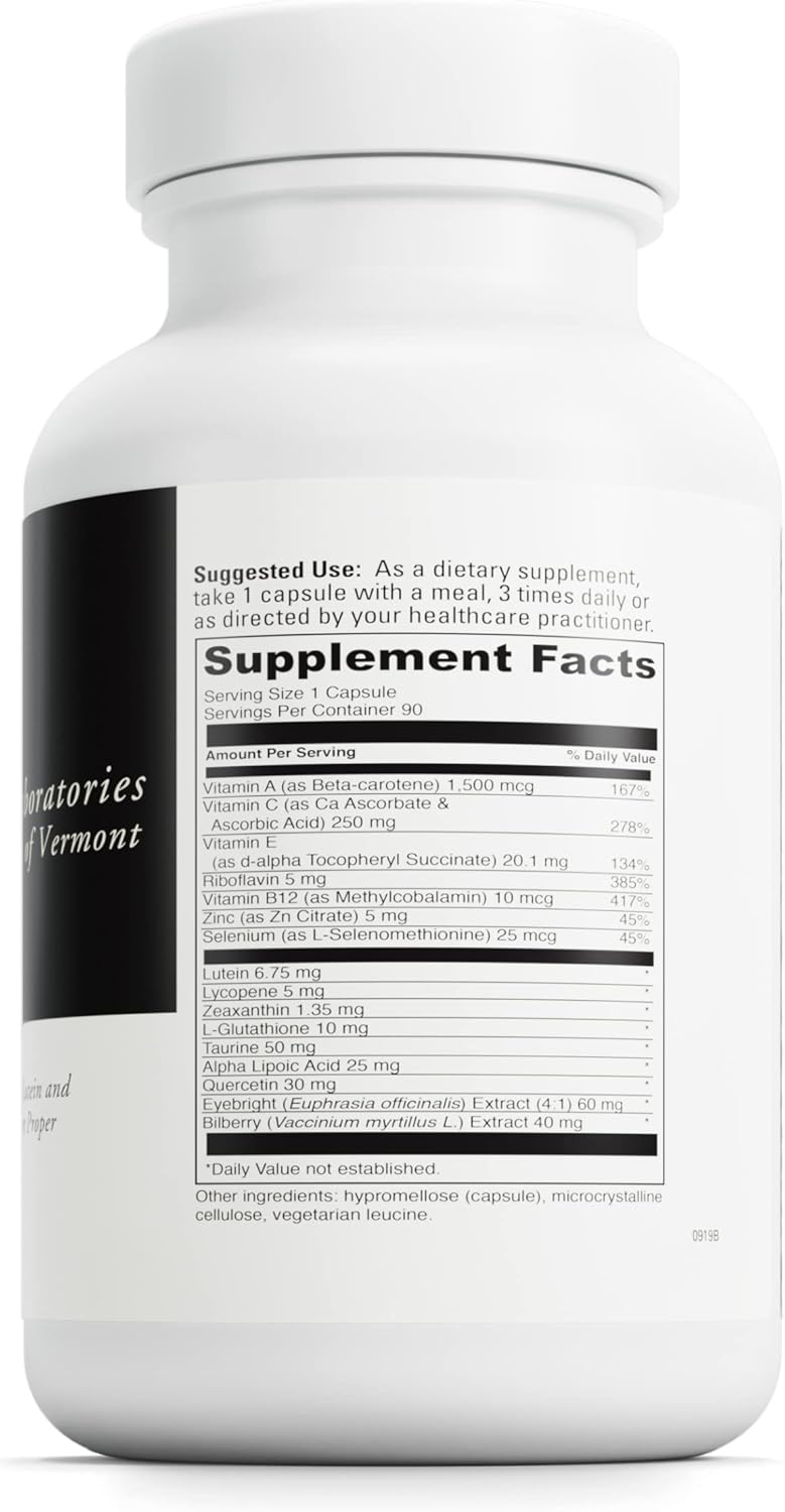 Healthy Eyes Dietary Supplement with Vitamins, Minerals, Lutein, Lycopene, Zeaxanthin - 90 Capsules for Eye Health and Visual Function