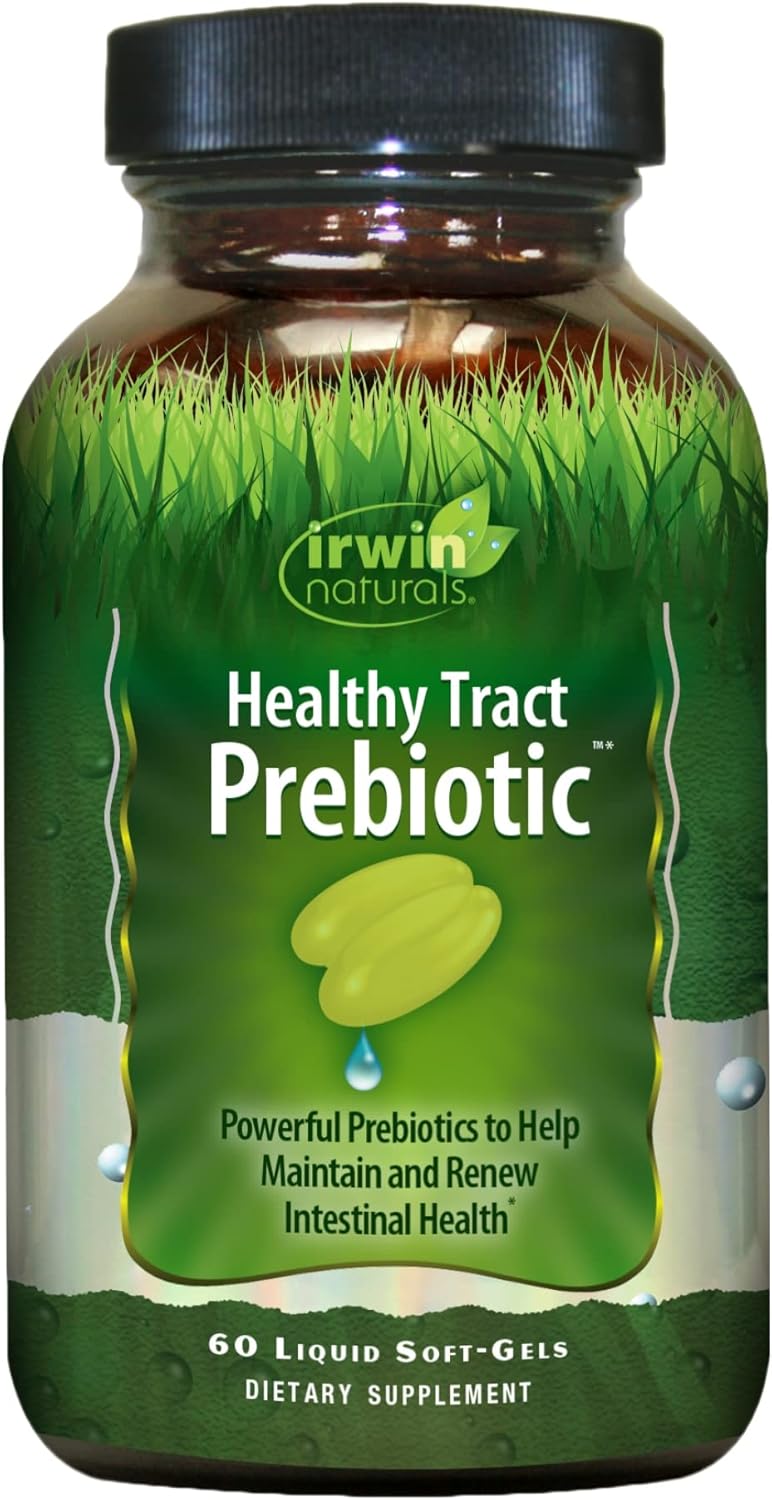 Healthy Tract Prebiotic by Irwin Naturals - Daily Digestive Health Support with Probiotic Boost - Promotes Healthy Bacteria Growth & Gut Balance - 60 Softgels