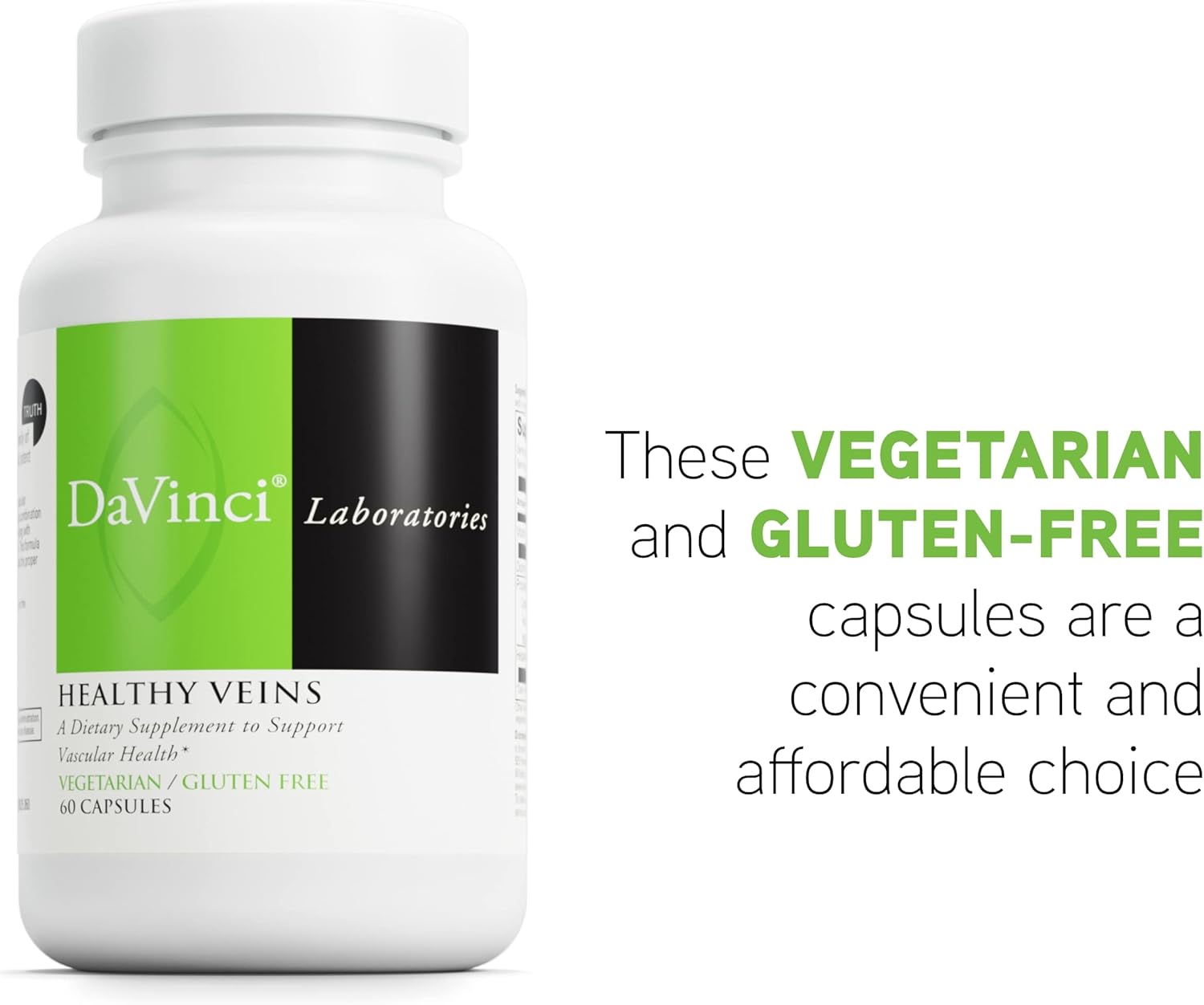 Healthy Veins Dietary Supplement with Vitamin C, Diosmin, and More - Supports Vascular Health and Leg Vein Structure - Gluten-Free - 60 Capsules