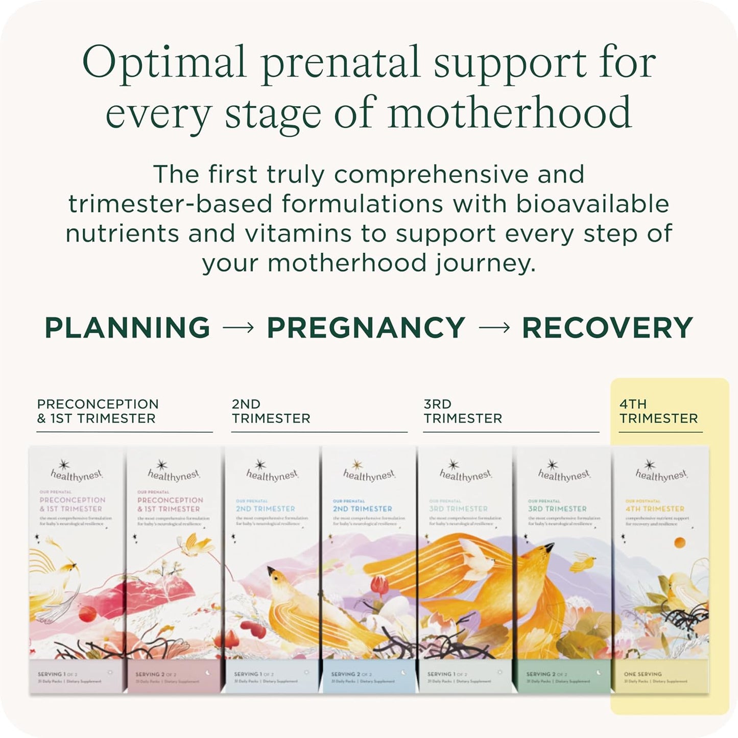 Healthybaby HealthyNest Postnatal & 4th Trimester Prenatal Vitamin with Methylated Folate, Choline, DHA, and Iron - 31 Day Supply