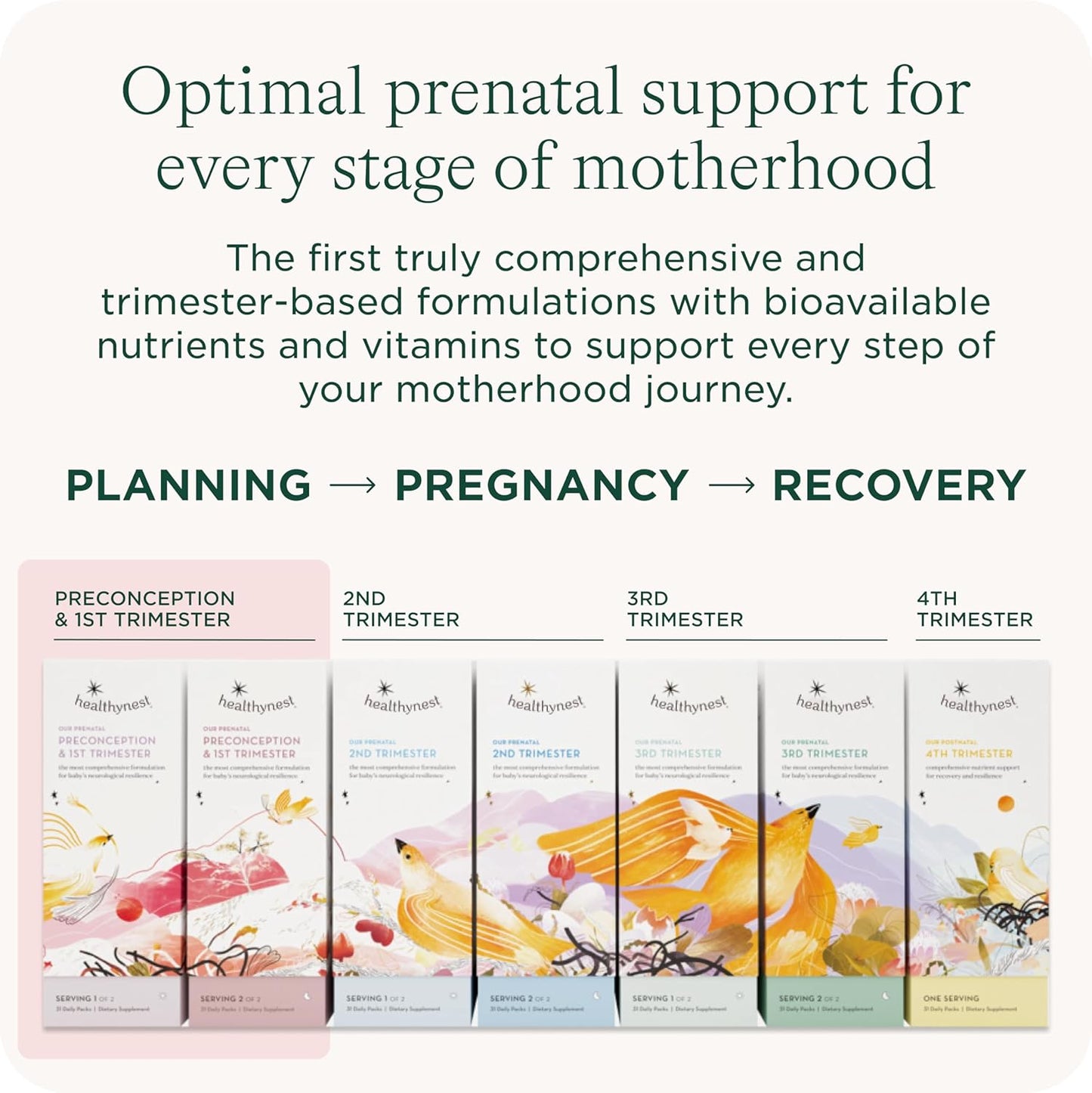 Healthybaby HealthyNest Prenatal Vitamin: Preconception & 1st Trimester Support for Fetal Brain Development, Methylfolate, Choline, DHA, Iron, Inositol - 31 Day Supply