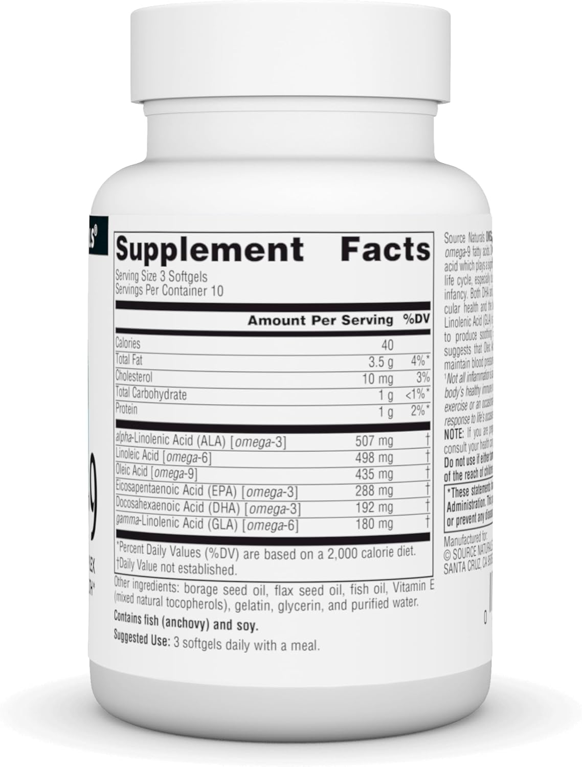 Heart and Brain Health Essential Fatty Acid Complex - Source Naturals Omega 3-6-9 Softgels