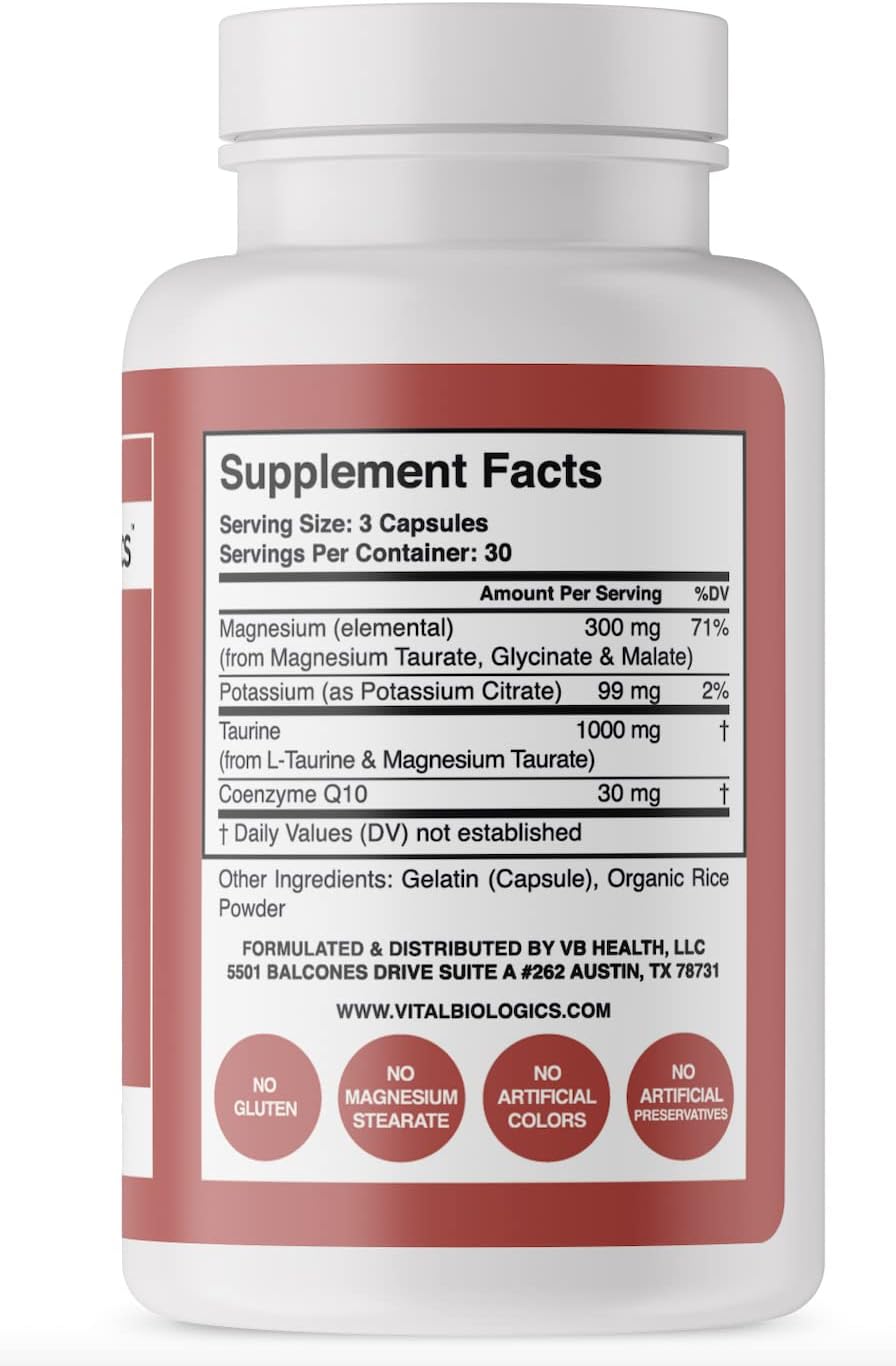Heart Calm Supplement - Natural Formula for Healthy Heart Rhythm - 90 Capsules with Magnesium Taurate, Glycinate, Malate - Supports Heart Health