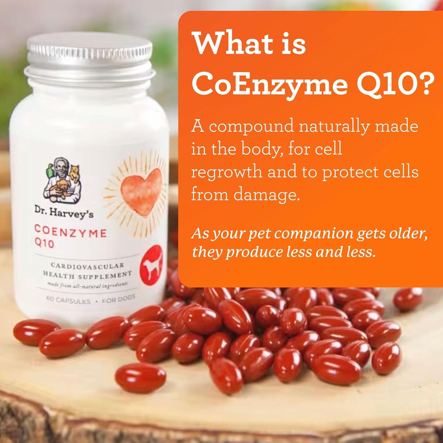 Heart & Cardiovascular Support Supplements for Dogs - Dr. Harvey's Coenzyme Q10, 60 Capsules