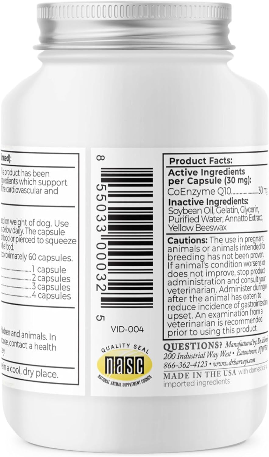 Heart & Cardiovascular Support Supplements for Dogs - Dr. Harvey's Coenzyme Q10, 60 Capsules