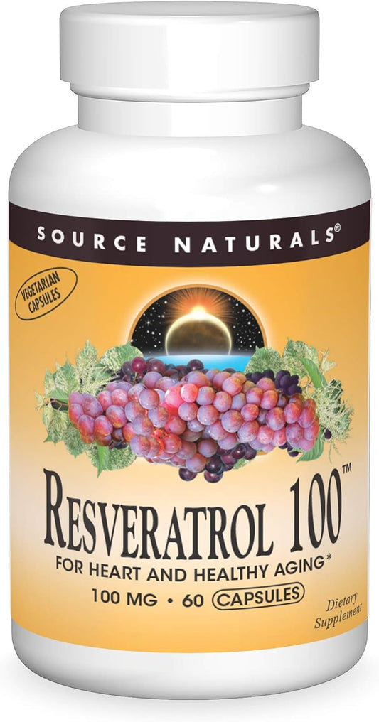 Heart Health and Anti-Aging Support: Source Naturals Resveratrol 100 - 100mg, 60 Veg Caps