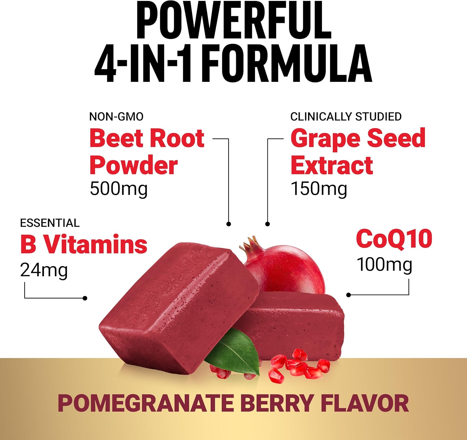 Heart Health Blood Pressure Support Chews with CoQ10 & Beet Root Powder, 60 Soft Chews