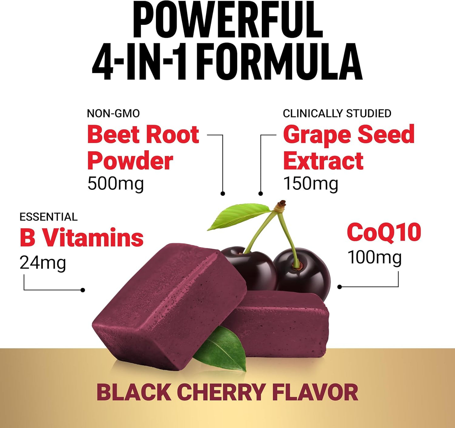 Heart Health & Blood Pressure Support Chews with CoQ10, Beet Root Powder, Grape Seed Extract - 60 Soft Chews for Circulation & Blood Flow