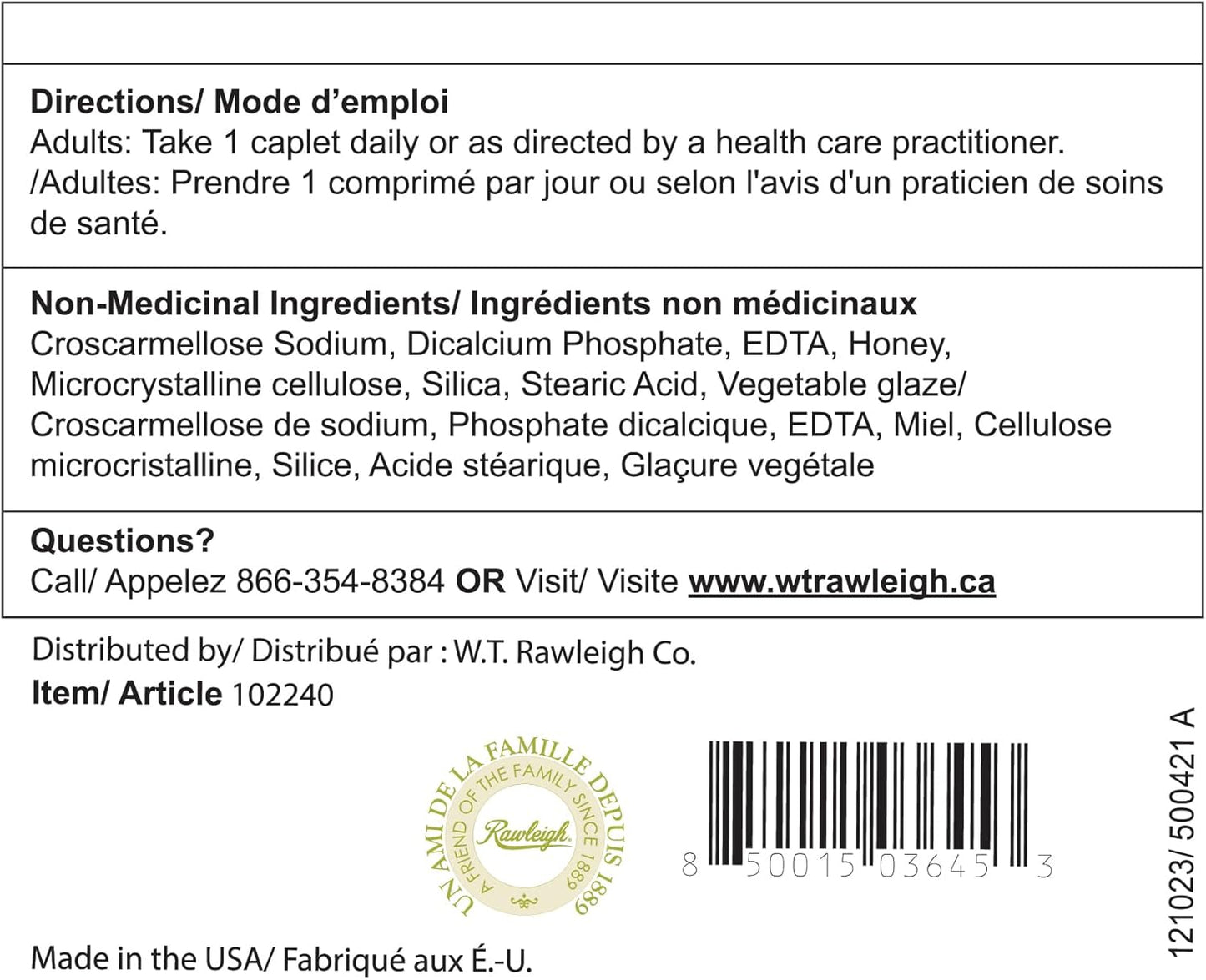 Heart Health Supplement: Rawleigh OC-MAX Caplets with Plant Sterols, Royal Jelly, and Serrazimes - 120 Count