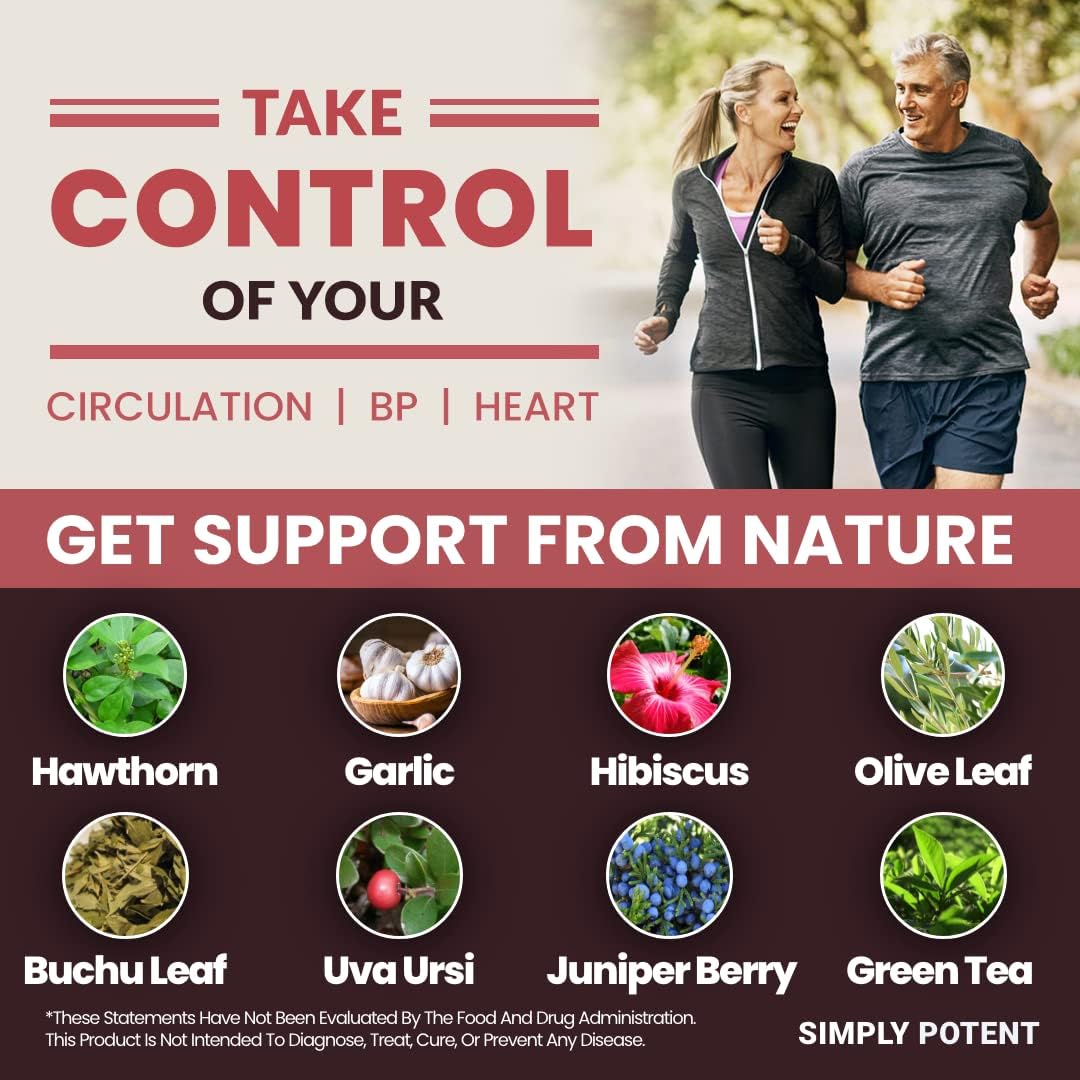 Heart Health Supplement with 13 Vitamins & Herbs for Balanced Blood Pressure - Folic Acid, Vitamins C B6 & B12 - 90 Capsules