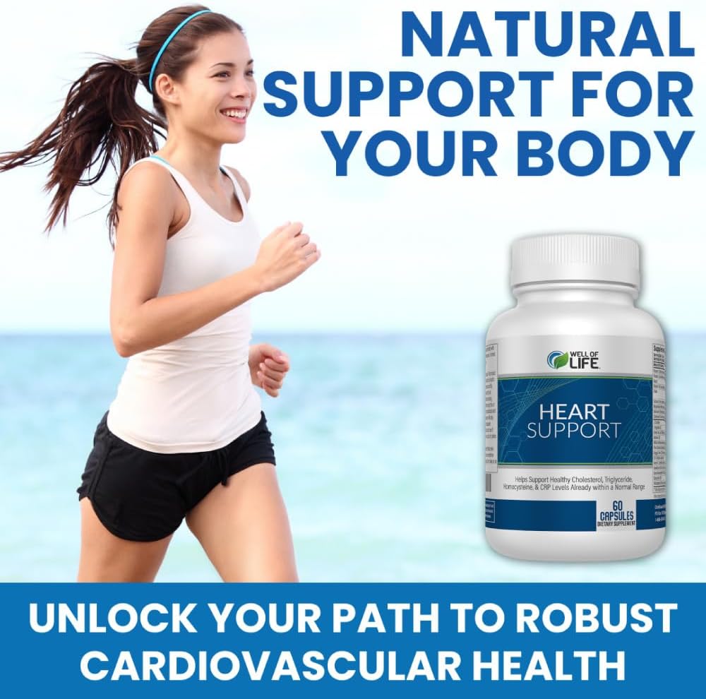 Heart Health Support: 60 Veg Capsules for Normal Cholesterol & Triglyceride Levels - USA Made, GMP Certified, Non-GMO