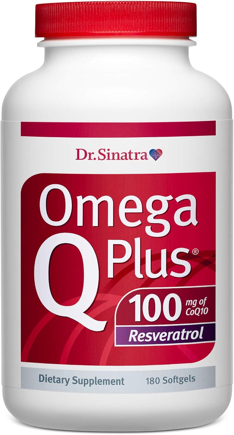 Heart Health Support: Dr. Sinatra Omega Q Plus 100 Resveratrol - Omega-3 Supplement with CoQ10 and Resveratrol for Antioxidant Power (180 softgels)