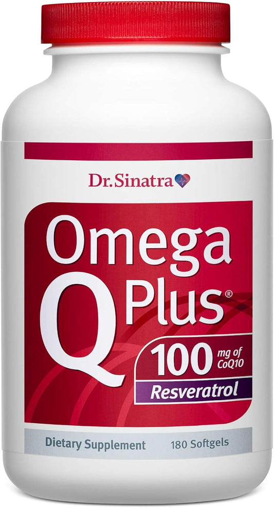Heart Health Support: Dr. Sinatra Omega Q Plus 100 Resveratrol - Omega-3 Supplement with CoQ10 and Resveratrol for Antioxidant Power (180 softgels)