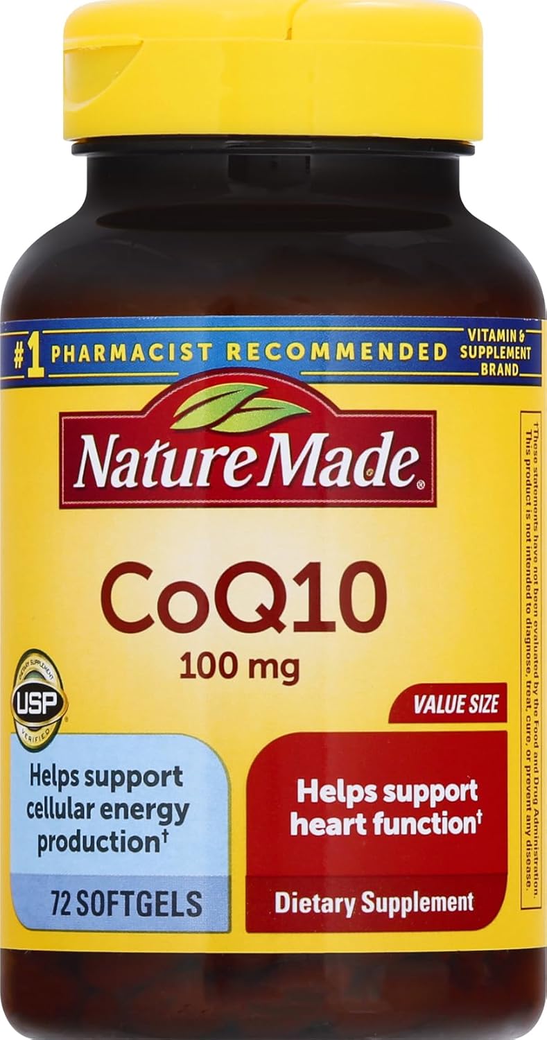 Heart Health Support: Nature Made CoQ10 100 mg Softgels - 72 Count Value Size