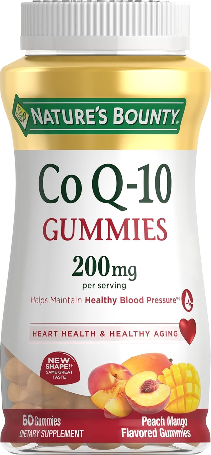 Heart Health Support: Nature's Bounty CoQ10 Gummies, 200 mg, 60 Peach Mango Flavoured Gummies