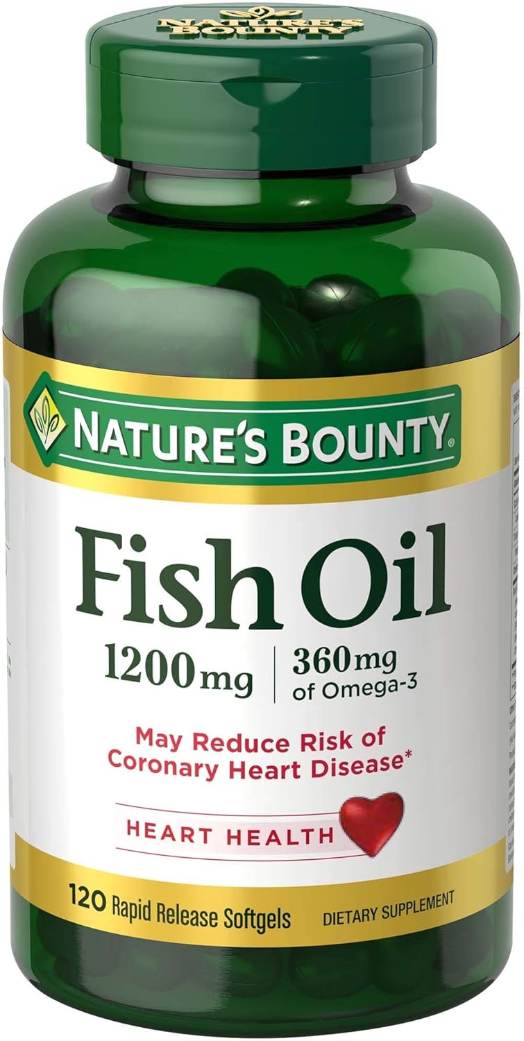 Heart Health Support: Nature's Bounty Fish Oil 1200mg with Omega-3 EPA & DHA - 120 Softgels