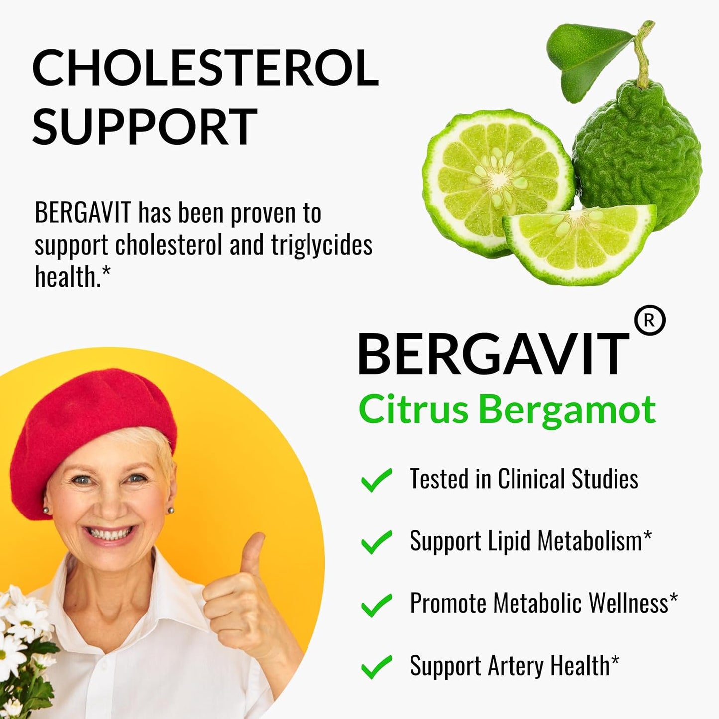 Heart Health Support Supplement with Citrus Bergamot, Plant Sterols, CoQ10, Omega 3, Turmeric, Black Garlic - 120 Softgels