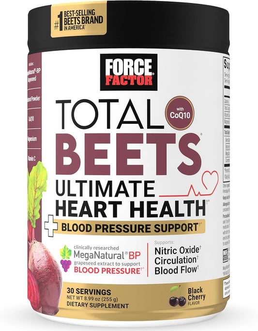 Heart Health Support Supplement with CoQ10, Beet Root Powder, Grape Seed Extract, Black Cherry - 30 Servings