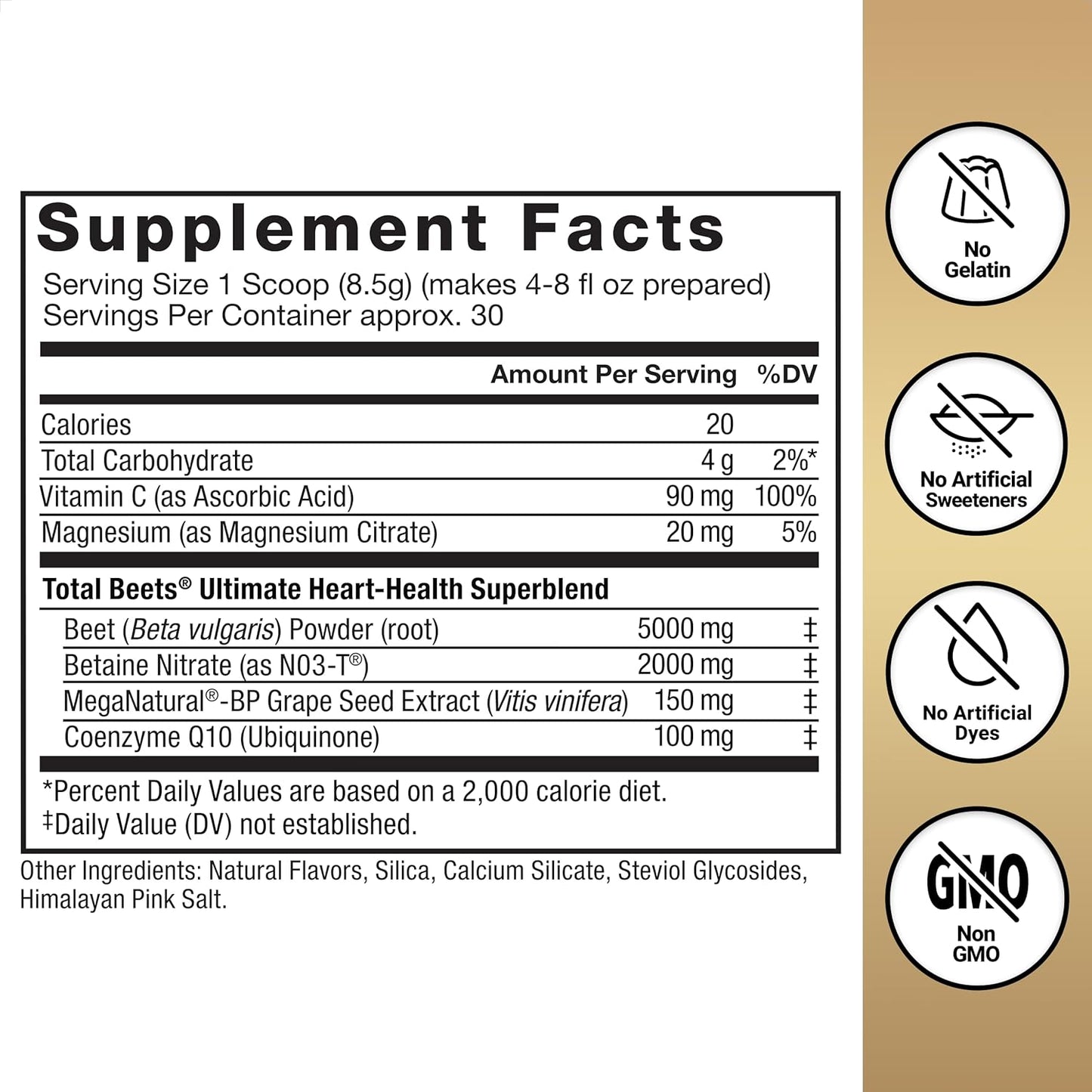 Heart Health Support Supplement with CoQ10, Beet Root Powder, Grape Seed Extract, Black Cherry - 30 Servings