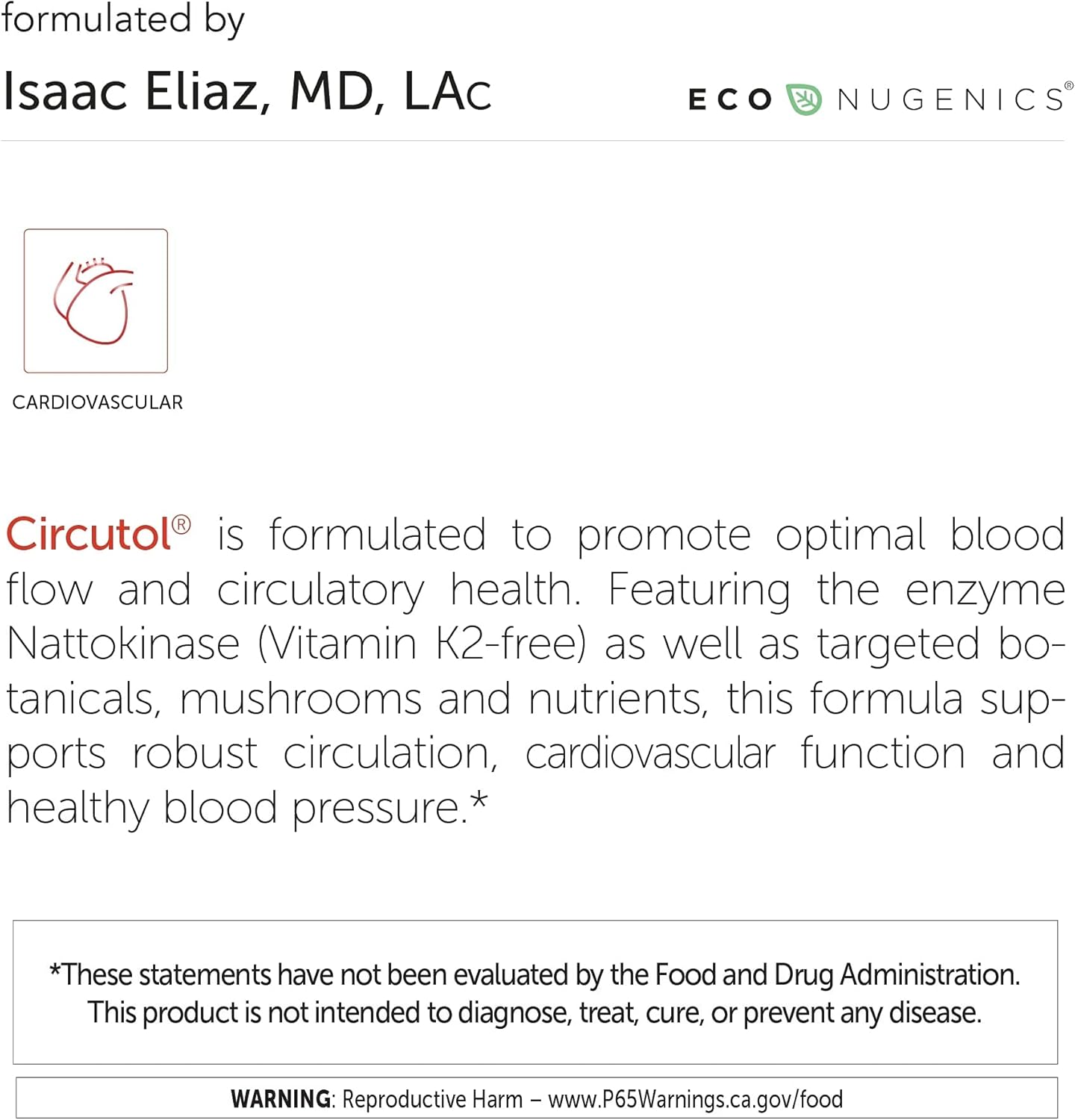 Heart Support Supplement with Nattokinase, Hawthorn Extract, L-Carnitine, Salvia Root, Reishi, and Cordyceps Mushrooms - 60 Capsules for Blood Pressure by EcoNugenics