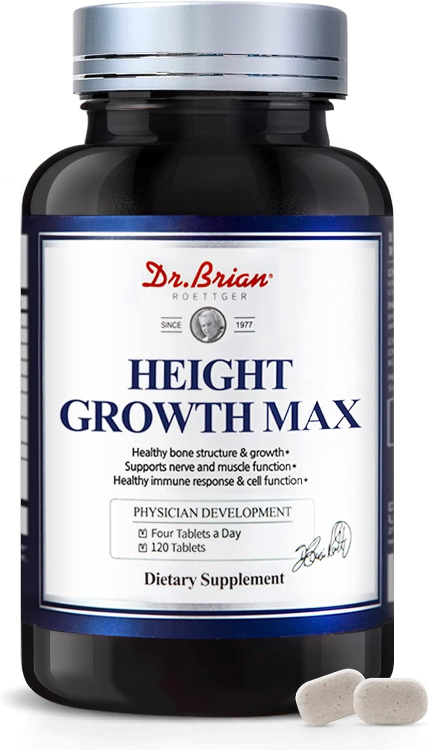 Height Growth Maximizer for Teens & Kids - Natural Growth Vitamins for Bone Strength, GMO-Free, Ages 10+, 120 Tablets