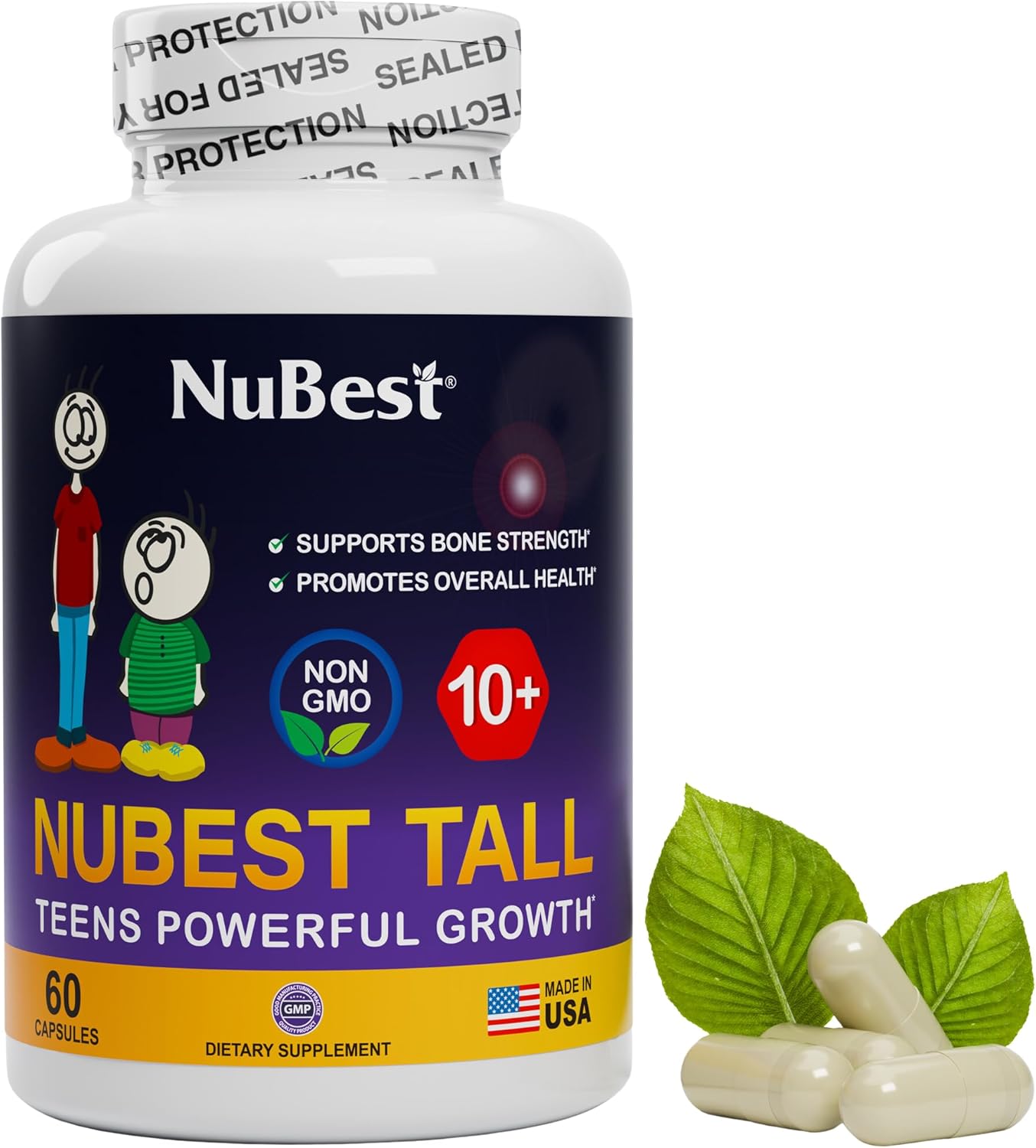 Height Growth Supplement for Children & Teens Who Drink Milk Daily - NuBest Tall 10+ - 12 Pack for Height Increase - Calcium, Vitamins, Minerals - 12 Month Supply