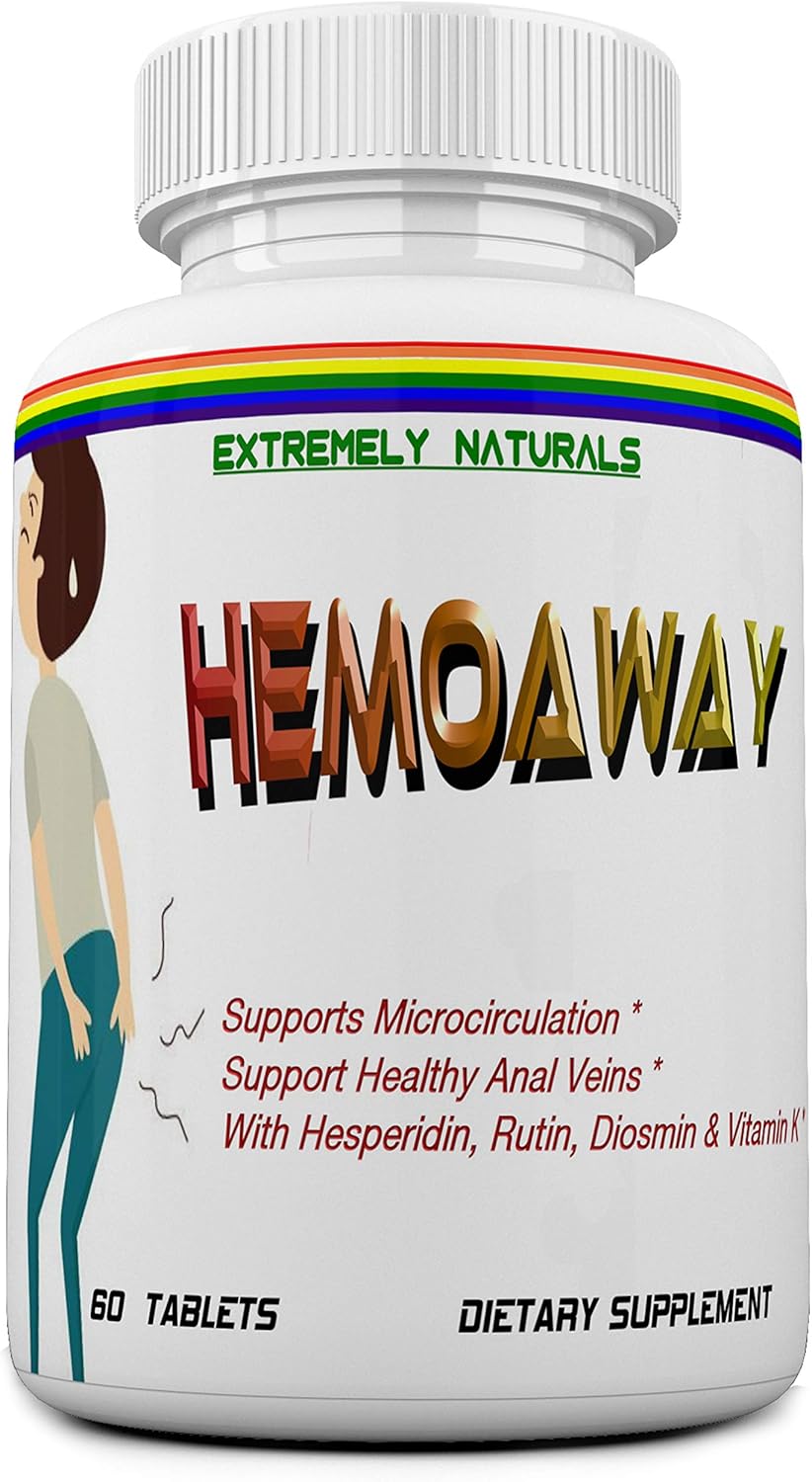HemoAway Natural Hemorrhoid Vitamins for Piles & Anal Fissure Relief - 60 Tablets