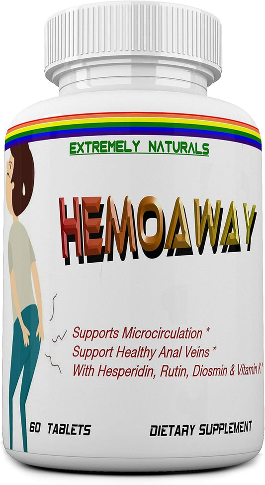 HemoAway Natural Hemorrhoid Vitamins for Piles & Anal Fissure Relief - 60 Tablets