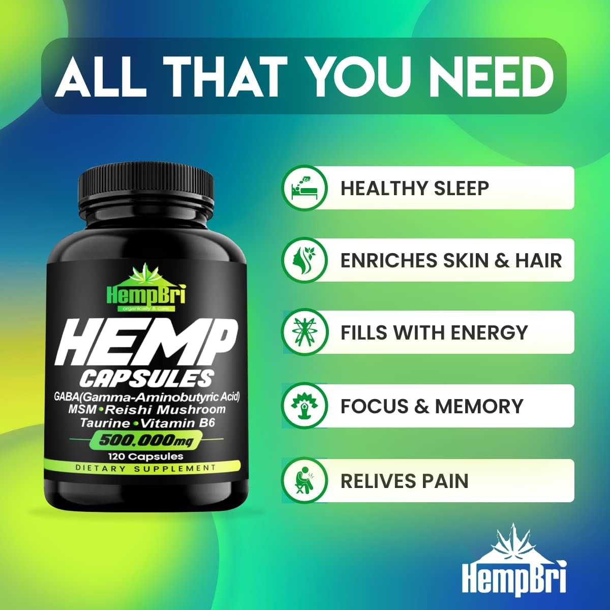 Hempbrimetabolism boosterOil Extract Capsules for Joint Support, Sleep & Immune Health - Natural Seed Oils Powder (1 Pack)