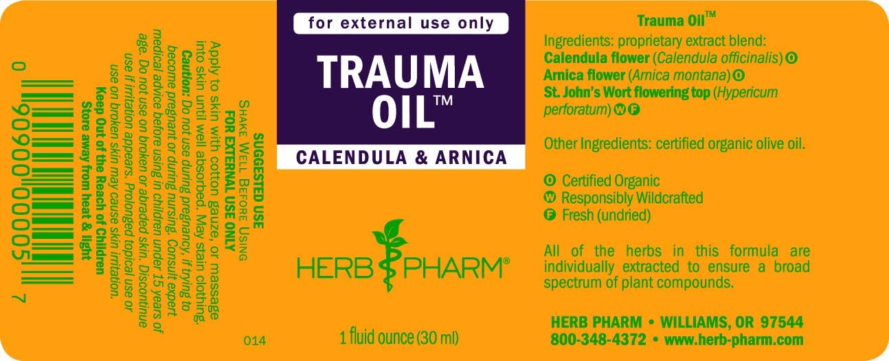 HERB PHARM Trauma Oil Compound - 1 Fl Oz (Pack of 1) - 1.2 Pounds - FAOIL01