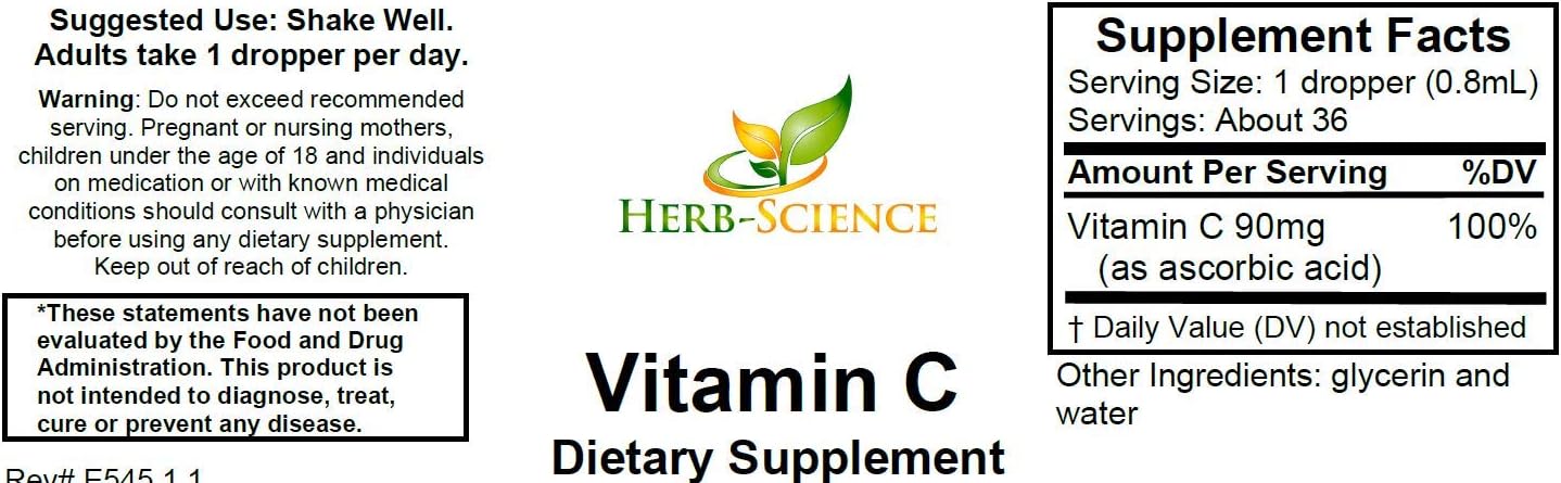 Herb-Science Liquid Vitamin C: High Absorption, Fat-Soluble Antioxidant Supplement for Immune System Support
