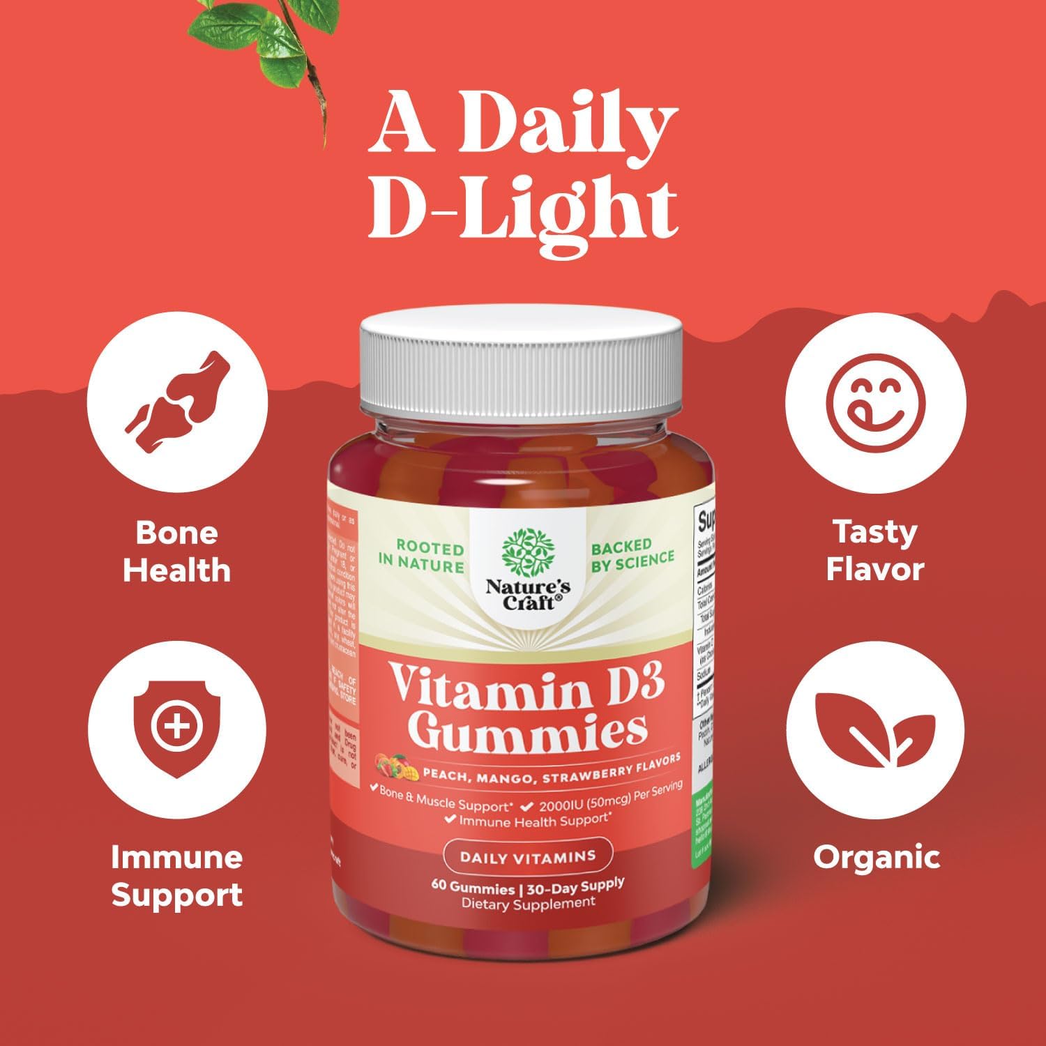 Herbal Adrenal & Thyroid Support Complex + Vitamin D3 Gummies for Daily Wellness - Mood & Energy Supplement for Thyroid Health & Immune Support