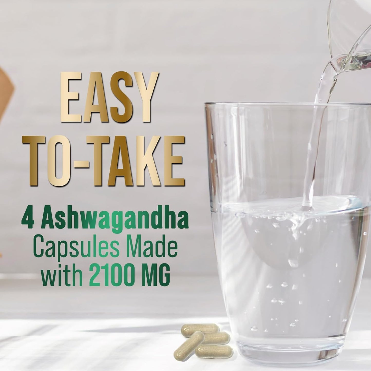 Herbal Ashwagandha Supplement 1950mg - Extra Strength with BioPerine - Natural Focus & Energy Support - Non-GMO, Vegan, Gluten Free - 120 Capsules