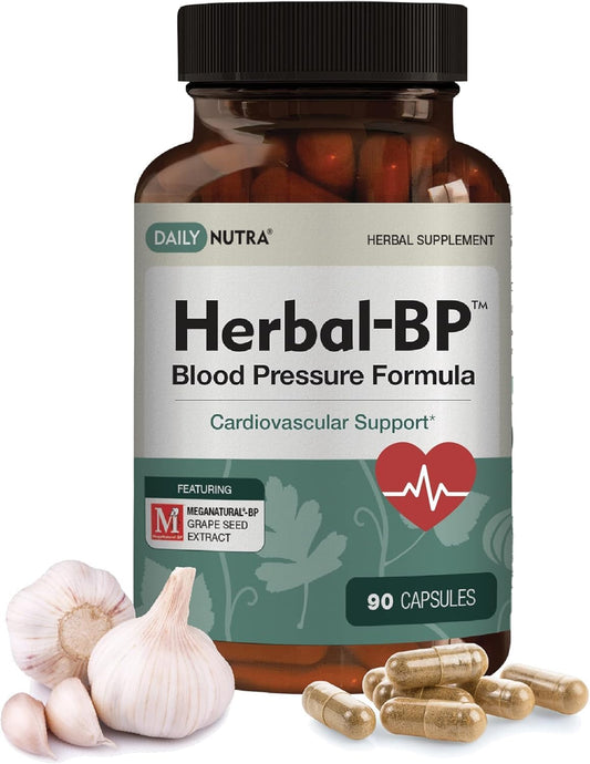 Herbal-BP Natural Blood Pressure Supplement | Grape Seed, Garlic, Hawthorn, Olive Leaf, Ashwagandha | Circulatory Health Support (90 Capsules)