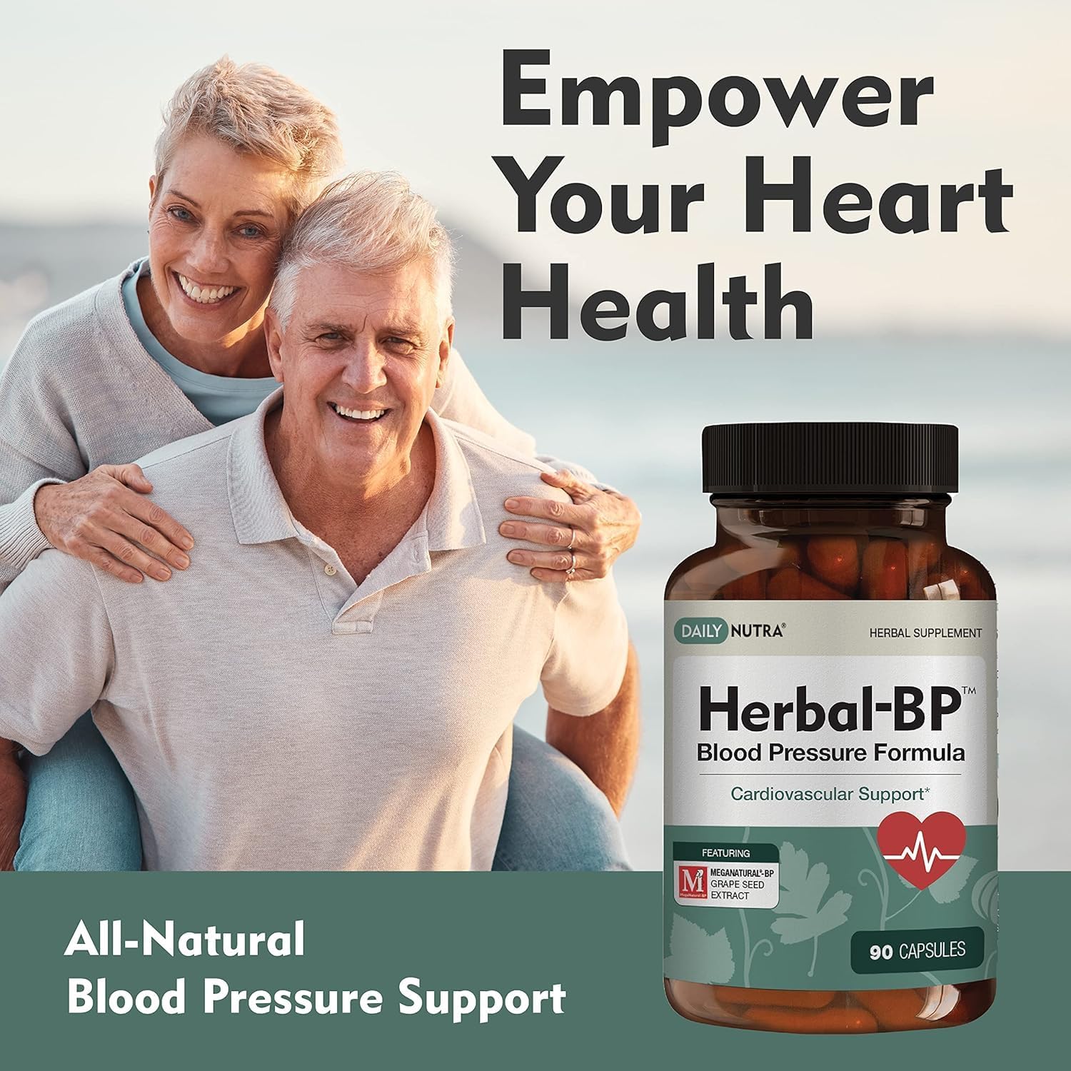 Herbal-BP Natural Blood Pressure Supplement | Grape Seed, Garlic, Hawthorn, Olive Leaf, Ashwagandha | Circulatory Health Support (90 Capsules)