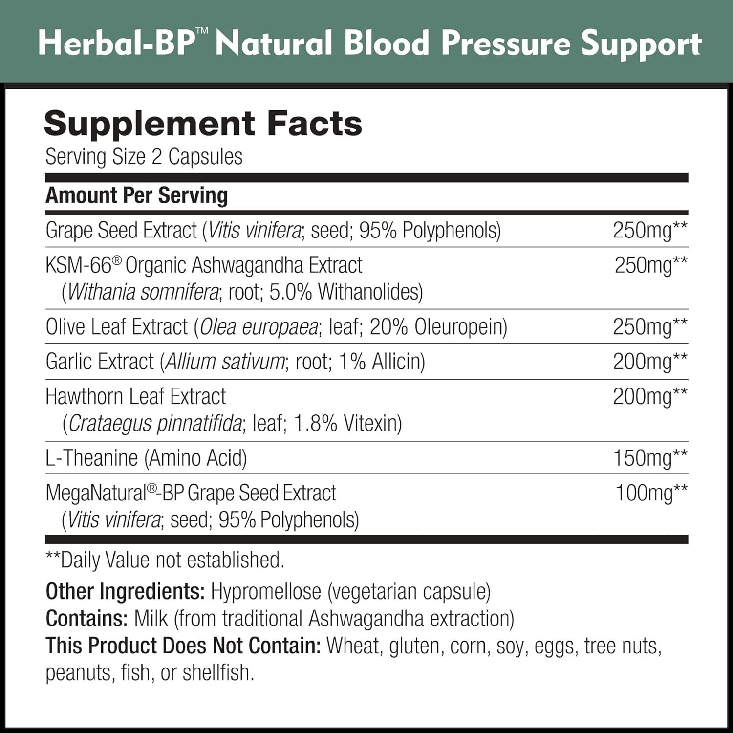 Herbal-BP Natural Blood Pressure Supplement | Grape Seed, Garlic, Hawthorn, Olive Leaf, Ashwagandha | Circulatory Health Support (90 Capsules)
