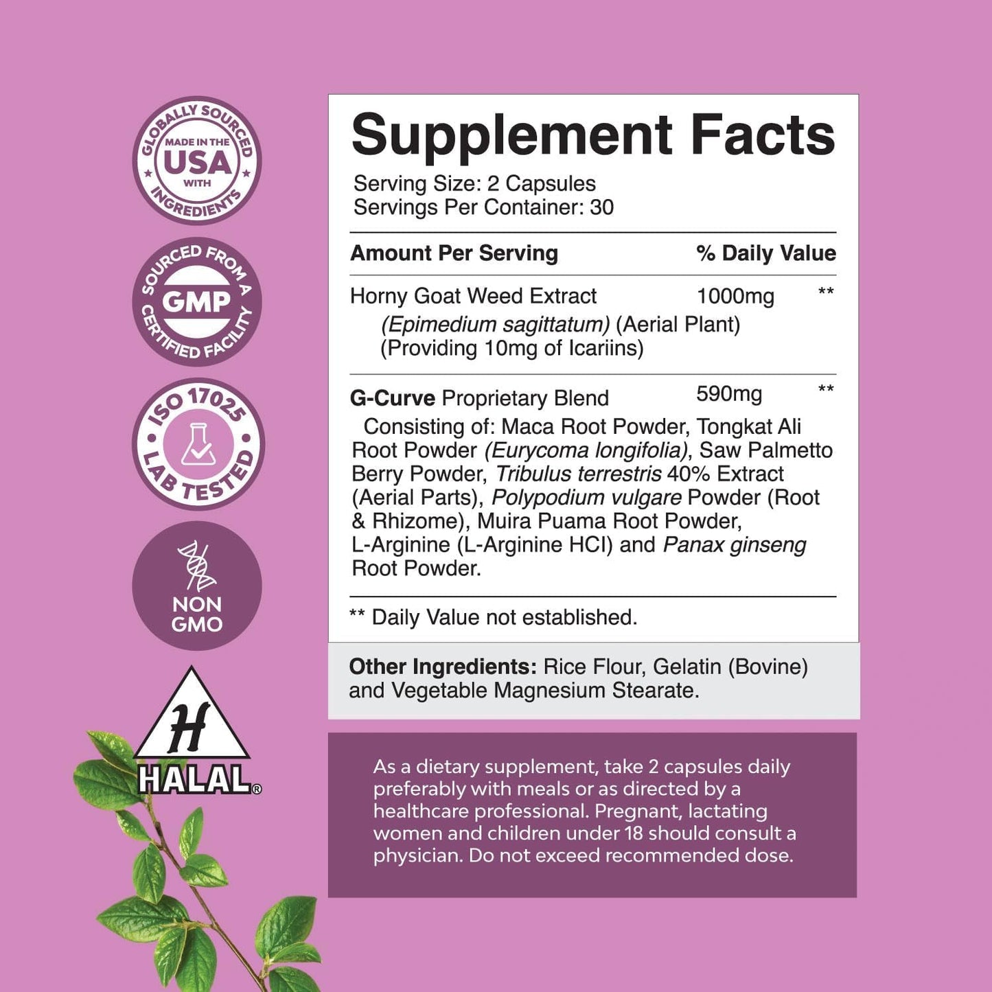 Herbal Breast and Butt Enhancement Pills with Horny Goat Weed - Natural Curves Support for Women with Saw Palmetto Extract and L-Arginine