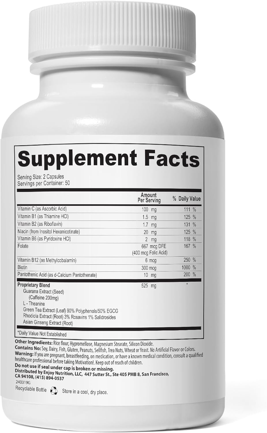 Herbal Caffeine and Energy Boost Supplement for Motivation