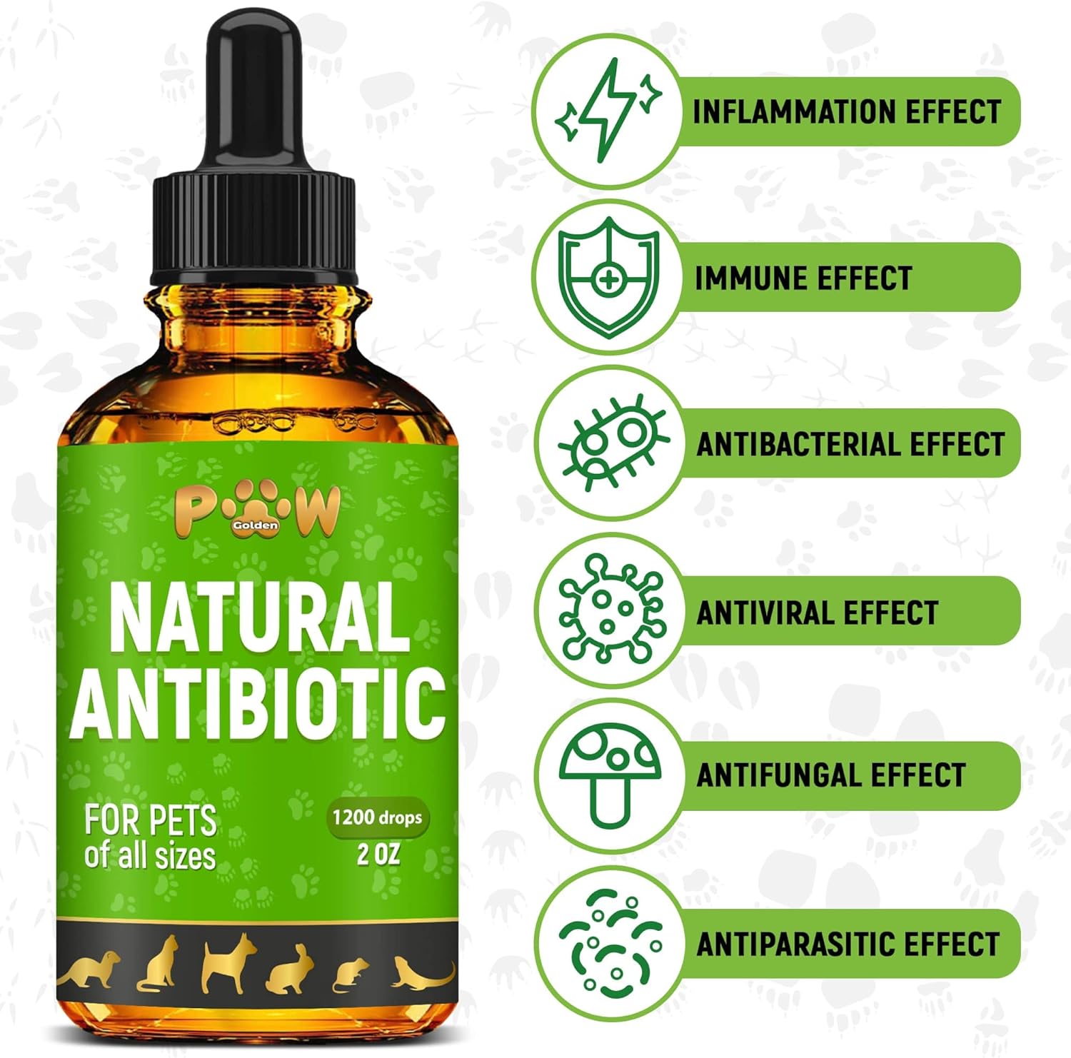 Herbal Dog and Cat Antibiotics in Drops for Allergies, Infections, and UTIs | Skin, Coat, Digestion Care | Pet Vitamins and Supplements | 2 oz Bottle