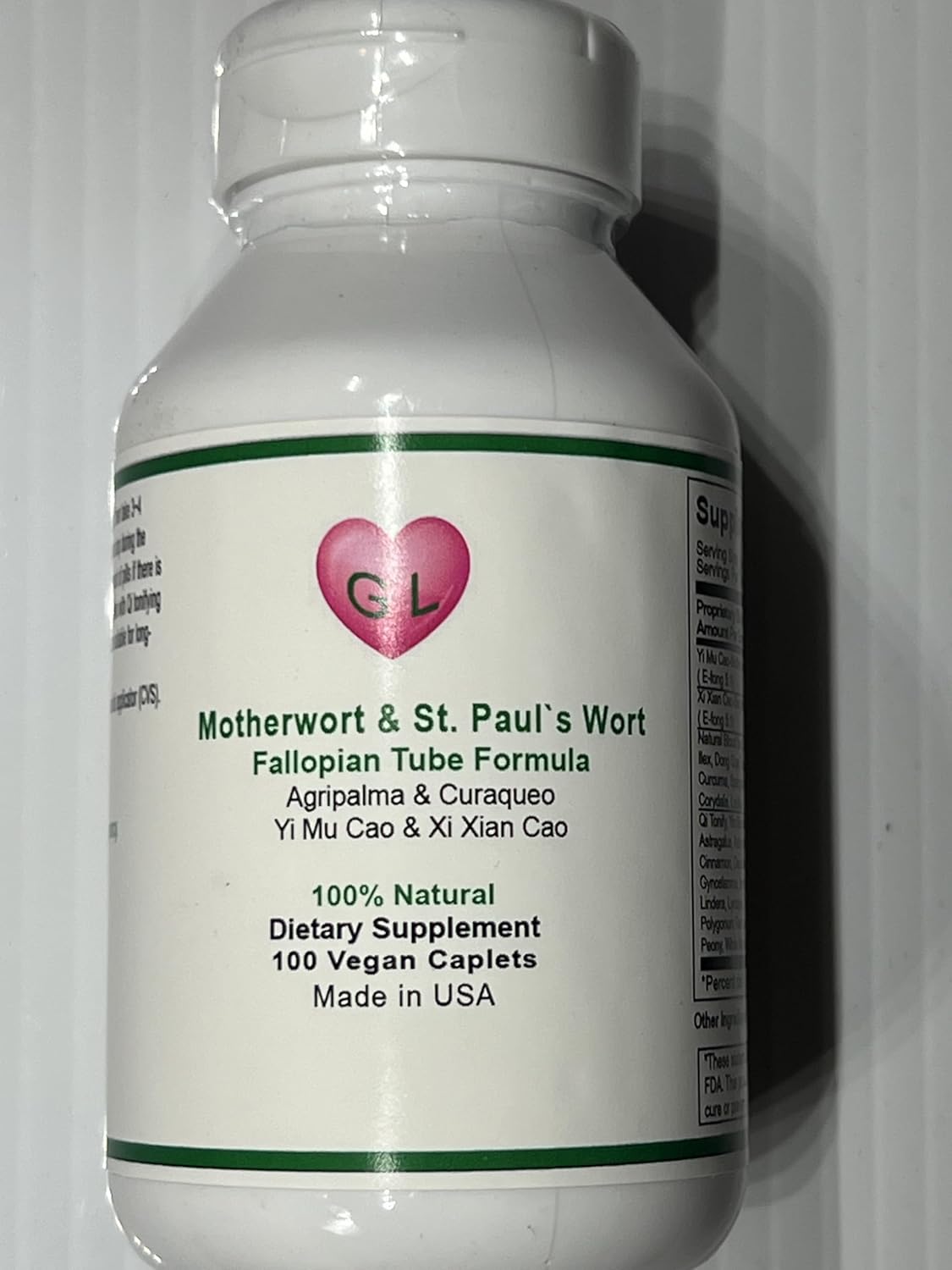 Herbal Fallopian Tube Support Capsules with Motherwort and St. Paul's Wort - 100 Count