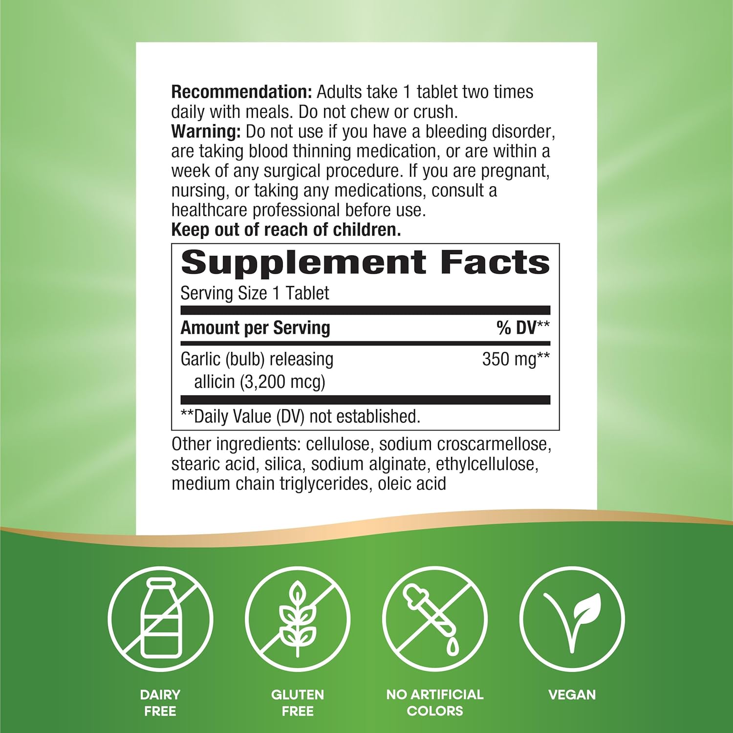 Herbal Garlicin Cardio Tablets for Healthy Circulation - Vegan, No Garlic Taste, 180 Tablets