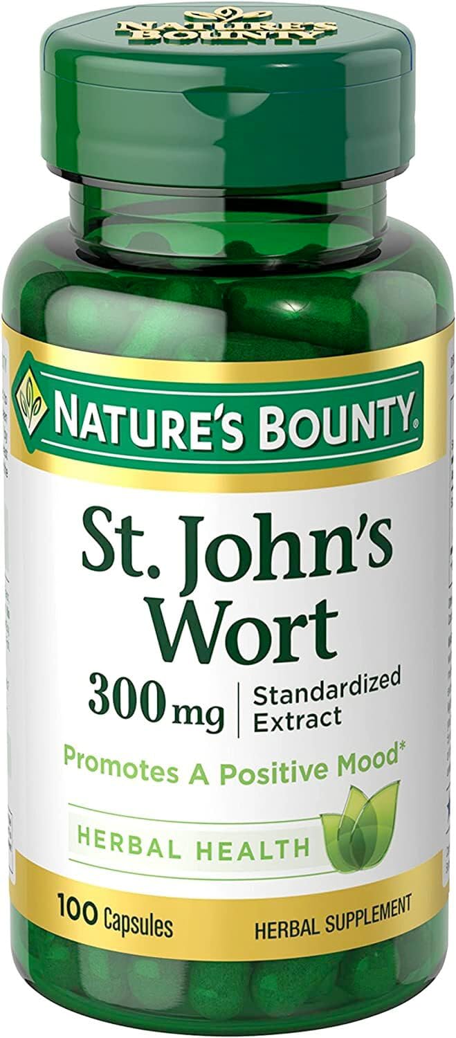 Herbal Health Supplement: Nature's Bounty St. John’s Wort Capsules, 300mg, 100 Count, Supports Positive Mood