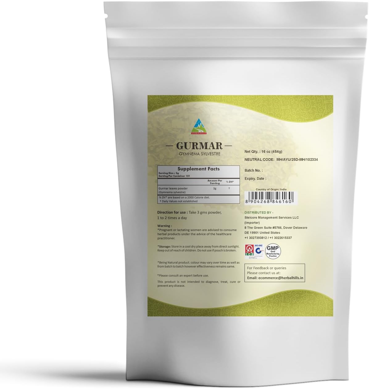 Herbal Hills Gurmar Tea Powder and Barley Grass Tablets Combo Pack - Set of 2